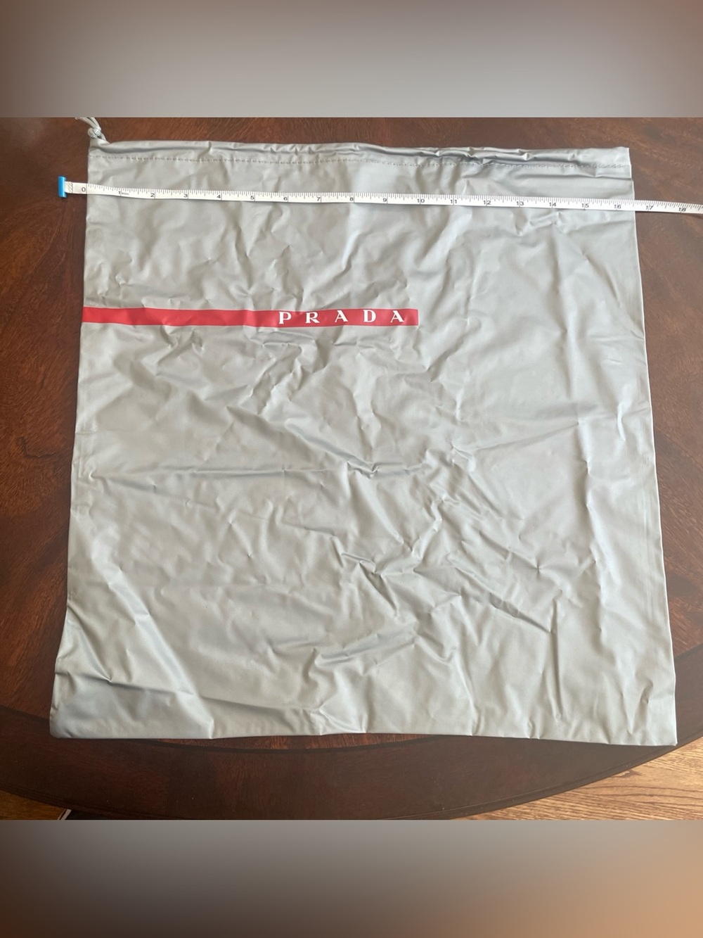 Prada Nylon Grey And Red Drawstring Shoe Bag